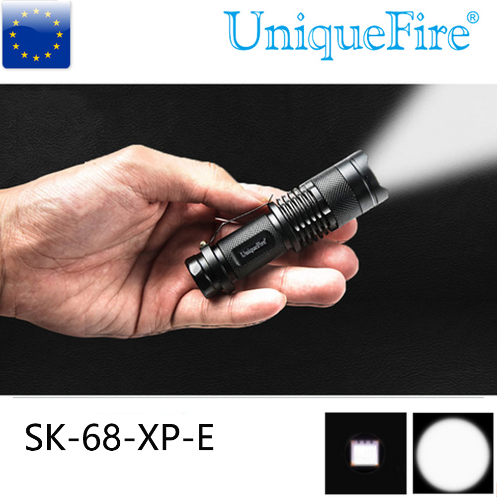 미니 포켓 손전등 UniqueFire 5W 강력한 UF-SK68 XP-E LED 240 루멘 3 모드 운영 줌 캠프